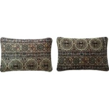 Yün Kahverengi El Yapımı Kırlent Kılıfı 2 Parça Set 40 x 60 cm