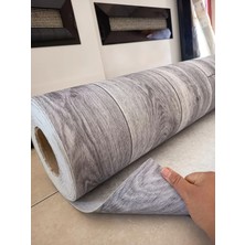 Kadirtarım 0,50 cm x 400 cm Parke Desenli Keçeli Muşamba Pvc Yer Muşambası Ahşap Gri Zemin Döşemesi Soba Altı