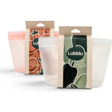 Lubblu 2'li Ola Set – 500 ml %100 Platinum Silikon Gıda Saklama Kabı – Pembe, Şeffaf