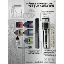 Marske MS-5077 Çok Amaçlı Islak Kuru Tıraş Makinesi – 5 Değiştirilebilir Başlıklı ve Şarj Standlı Saç Kesme Seti