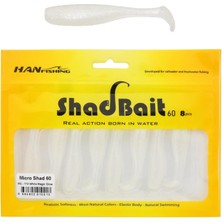 Han Fishing Hanfish Shad Bait 60 6cm 1.4gr Lrf Silikon Yem 8 Adet MS112 White Magic Glow