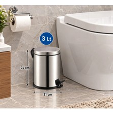 ACAR SU ARMATÜRLERİ Pedallı Çöp Kovası 3lt Paslanmaz Acar 13231