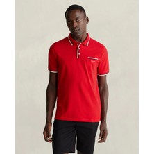 Gant Erkek Kırmızı Regular Fit Çizgili Polo
