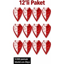Herşey Nota 12’li Kırmızı Beyaz Atatürk Imzalı Fular Seti %100 Pamuk 52X52 cm Tören ve Etkinlik Için