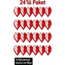 Herşey Nota 24’lü Kırmızı Beyaz Atatürk Imzalı Fular Seti %100 Pamuk 52X52 cm Tören Etkinlik Gösteri
