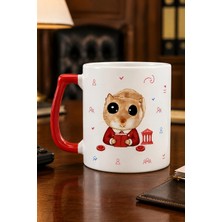 Mor Mürekkep Sad Üzgün Hamster Bankacı Baskılı Kırmızı Kulplu Prime Kupa - Bankacıya Hediye Bardak Fincan Mug