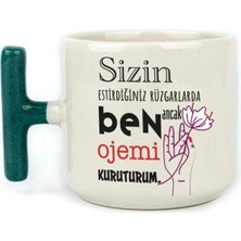 Mor Mürekkep Sizin Estirdiğiniz Rüzgar Ile Baskılı Mavi Kulplu T Kupa Bardak Fincan Mug