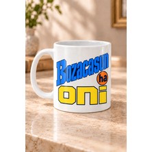 Mor Mürekkep Bozacasun Ha Oni Baskılı Beyaz Kupa