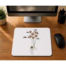 Mor Mürekkep Ufo Balonlu Astronot Baskılı Mousepad Bilgisayar Altlığı