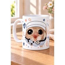 Mor Mürekkep Sad Üzgün Hamster - Meslek Ebe - Lacivert Baskılı Beyaz Kupa
