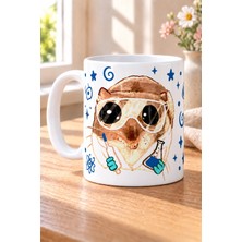 Mor Mürekkep Sad Üzgün Hamster - Laborant - Mavi Baskılı Beyaz Kupa