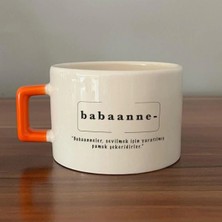 Mor Mürekkep Babaanne Baskılı Turuncu Kulplu Kare Kupa - Babaanneye Hediye Bardak Fincan Mug