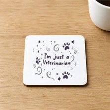 Mor Mürekkep Sad Üzgün Hamster Veteriner Baskılı 9x9 cm Kare Mdf Bardak Altlığı - Veterinere Hediye Ahşap