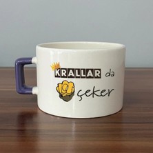 Mor Mürekkep Krallar Da Nah Çeker Baskılı Mor Kulplu Kare Kupa - Komik Hediye Bardak Fincan Mug
