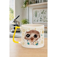 Mor Mürekkep Sad Üzgün Hamster Baskılı Sarı Kulplu Prime Kupa - Biyoloğa Hediye Bardak Fincan Mug Model 01339