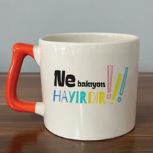 Mor Mürekkep Ne Bakıyon Hayırdır Baskılı Turuncu Kulplu Prime Kupa Bardak Fincan Mug