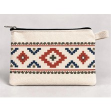 Mor Mürekkep Anadolu Kilim Motifi Baskılı Fermuarlı Kalemlik 20X10 cm Kalem Kutusu