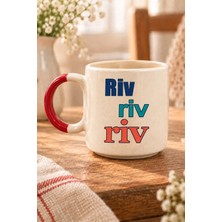 Mor Mürekkep Riv Riv Riv Baskılı Kırmızı P Kupa
