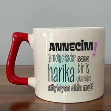 Mor Mürekkep Annecim Şimdiye Kadar Sana Harika Baskılı Kırmızı Kulplu Prime Kupa Bardak Fincan Mug