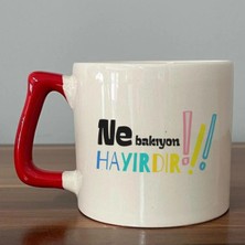 Mor Mürekkep Ne Bakıyon Hayırdır Baskılı Kırmızı Kulplu Prime Kupa Bardak Fincan Mug