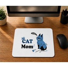 Mor Mürekkep Cat Mom Baskılı Mousepad - Anneye Hediye Bilgisayar Altlığı