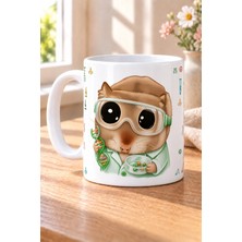Mor Mürekkep Sad Üzgün Hamster Molekuler Biyoloji Baskılı Beyaz Kupa
