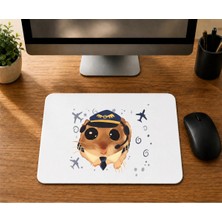 Mor Mürekkep Sad Üzgün Hamster Pilot Baskılı Mousepad - Pilota Hediye Bilgisayar Altlığı