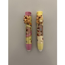 Gülümse Gel Capybara 2'li Sürgülü Silgi Kapibara Okul Set Açık Kahverengi Açık Sarı 13,5 cm