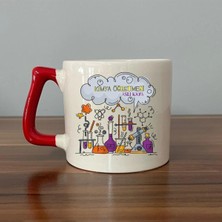 Mor Mürekkep Kişiye Özel Kimya Öğretmeni Baskılı Kırmızı Kulplu Prime Kupa - Öğretmene Hediye Bardak Fincan Mug