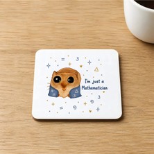 Mor Mürekkep Sad Üzgün Hamster Meslek Matematikçi Baskılı 9x9 cm Kare Mdf Bardak Altlığı - Matematikçiye Hediye