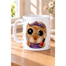 Mor Mürekkep Sad Üzgün Hamster Tirnak Uzmani Baskılı Beyaz Kupa