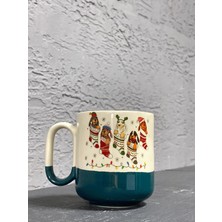 Mor Mürekkep Çoraptaki Köpekler Baskılı Yeşil Alt Yarısı Renkli Arya Kupa - Yılbaşı Hediyesi Bardak Fincan Mug