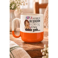 Mor Mürekkep Aura Meselesi Bu Şekerim Baskılı Turuncu Alt Yarısı Renkli Arya Kupa Bardak Fincan Mug