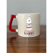 Mor Mürekkep Akıl Verenler Değil Kahve Lazım Bize Baskılı Kırmızı Kulplu Prime Kupa Bardak Fincan Mug