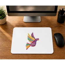 Mor Mürekkep Renkli Kanatlı Kuş Baskılı Mousepad Bilgisayar Altlığı