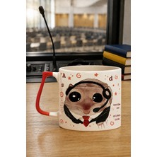 Mor Mürekkep Sad Üzgün Hamster Tercüman Baskılı Kırmızı Kulplu Prime Kupa - Tercümana Hediye Bardak Fincan Mug