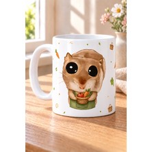 Mor Mürekkep Sad Üzgün Hamster Market Görevlisi Baskılı Beyaz Kupa
