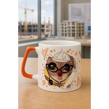 Mor Mürekkep Sad Üzgün Hamster Meslek:inşaat Mühendisi Baskılı Turuncu Kulplu Prime Kupa Bardak Fincan Mug