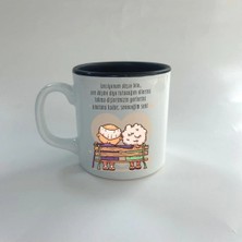 Mor Mürekkep Tansiyonum Düşse Bile Baskılı Siyah Içi Renkli Multi Kupa Bardak Fincan Mug