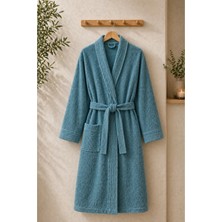 Tabea Home Rituals Serisi Pamuklu Kimono Bornoz Turkuaz