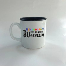 Mor Mürekkep Aşkoooooo Baskılı Siyah Içi Renkli Multi Kupa - Sevgiliye Hediye Bardak Fincan Mug