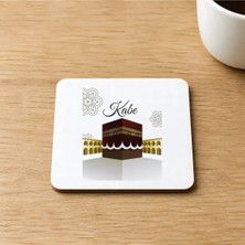 Mor Mürekkep Kabe Baskılı 9x9 cm Kare Mdf Bardak Altlığı Ahşap