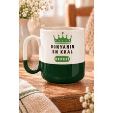 Mor Mürekkep Dünyanın En Kral Dedesi Baskılı Yeşil Alt Yarısı Renkli Arya Kupa Bardak Fincan Mug