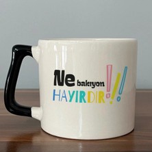 Mor Mürekkep Ne Bakıyon Hayırdır Baskılı Siyah Kulplu Prime Kupa Bardak Fincan Mug