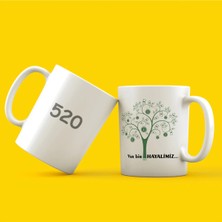 Mor Mürekkep Para Ağacı Baskılı Beyaz Kupa Bardak Fincan Mug