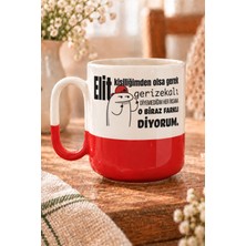 Mor Mürekkep Elit Kişiliğimden Olsa Gerek Baskılı Kırmızı Alt Yarısı Renkli Arya Kupa Bardak Fincan Mug