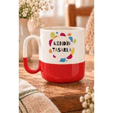 Mor Mürekkep Kendin Tasarla Baskılı Kırmızı Alt Yarısı Renkli Arya Kupa Bardak Fincan Mug