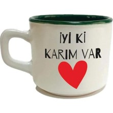Mor Mürekkep Iyi Ki Karım Var Baskılı Yeşil Içi Renkli Venüs Kupa - Sevgililer Günü Hediyesi Bardak Fincan Mug