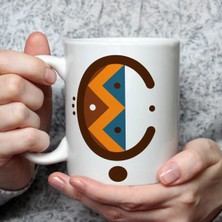 Mor Mürekkep Safari Ç Harf Baskılı Beyaz Kupa Bardak Fincan Mug