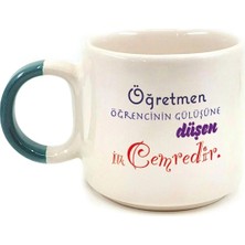 Mor Mürekkep Öğretmen Öğrencinin Gülüşüne Düşen Ilk Cemredir Baskılı Yeşil Kulplu P Kupa - Öğretmene Hediye